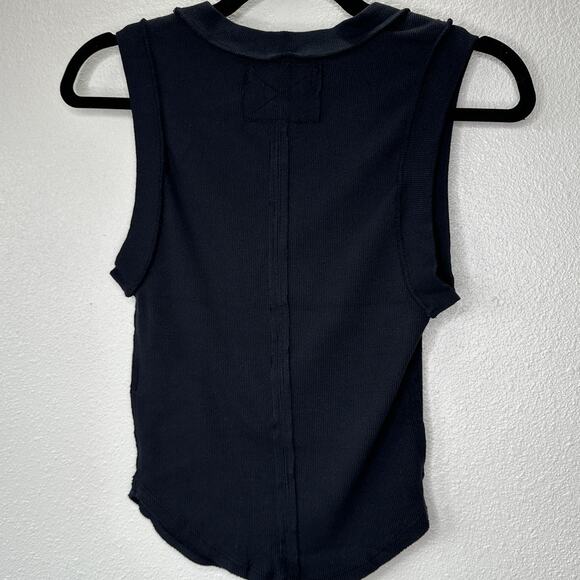 We The Free Black Round Neck Sleeveless Kate Shirt Ribbed Tank Top S - Picture 12 of 14